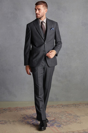 Charcoal Grey Regular Fit Signature TG Di Fabio Italian Fabric Check Suit Jacket