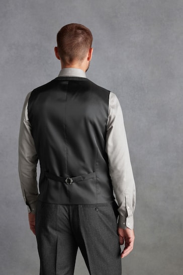Charcoal Grey Signature TG Di Fabio Italian Fabric Check Waistcoat