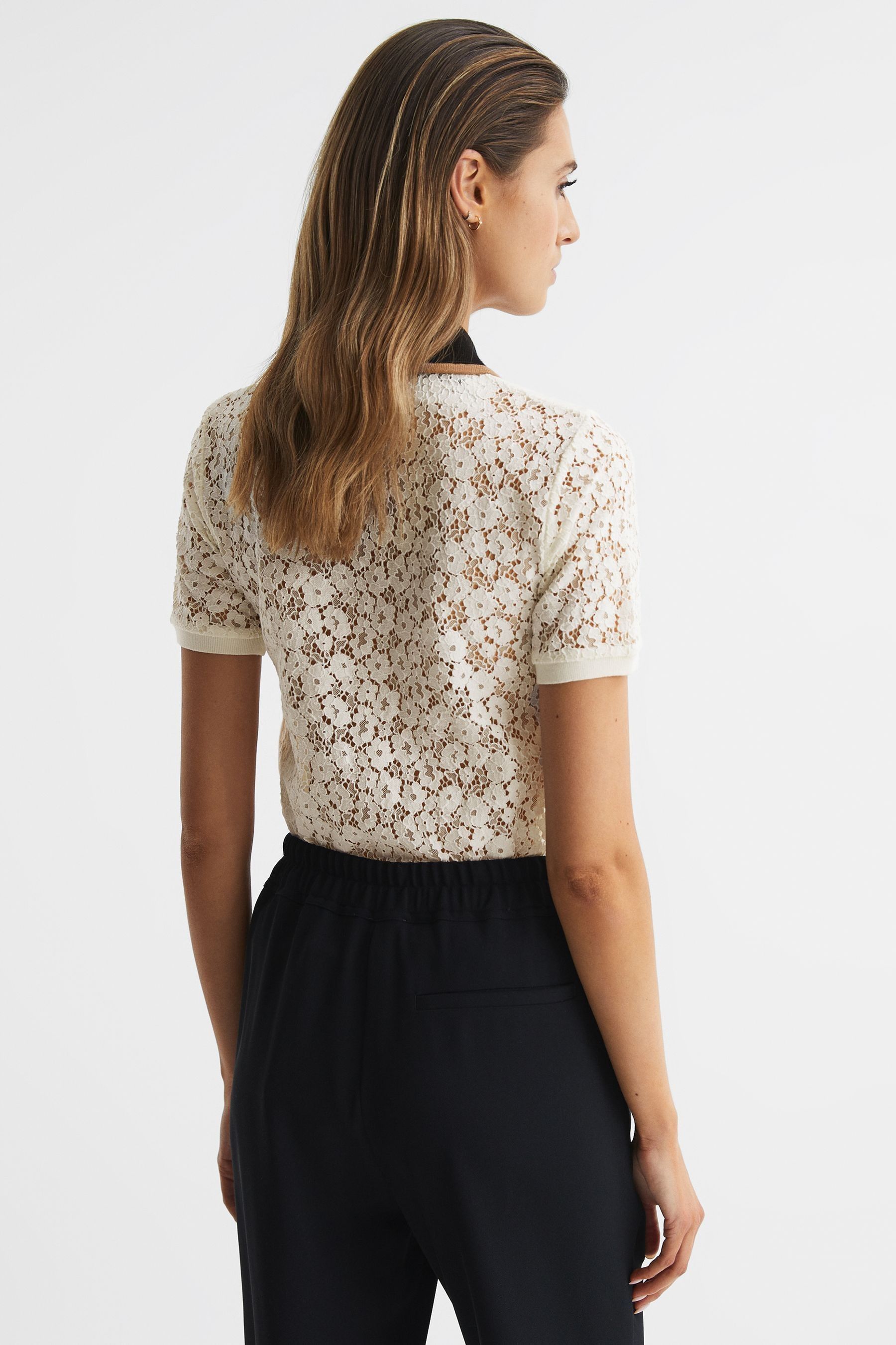 Buy Reiss Ivory Eliza Lace Back Polo from the Next UK online shop
