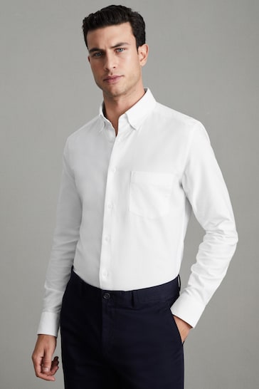 Reiss White Greenwich Soft Wash Button Down Oxford Shirt