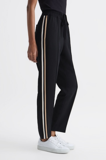 Reiss Black Odell Taper Tapered Leg Pull-on Trousers