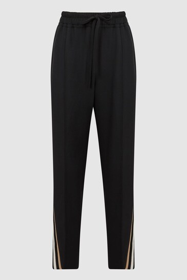 Reiss Black Odell Taper Tapered Leg Pull-on Trousers