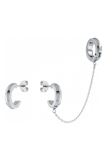 Buy Calvin Klein Jewellery Ladies Silver Tone Stainless Steel Faceted Heart  Family Earrings from the Next UK online shop