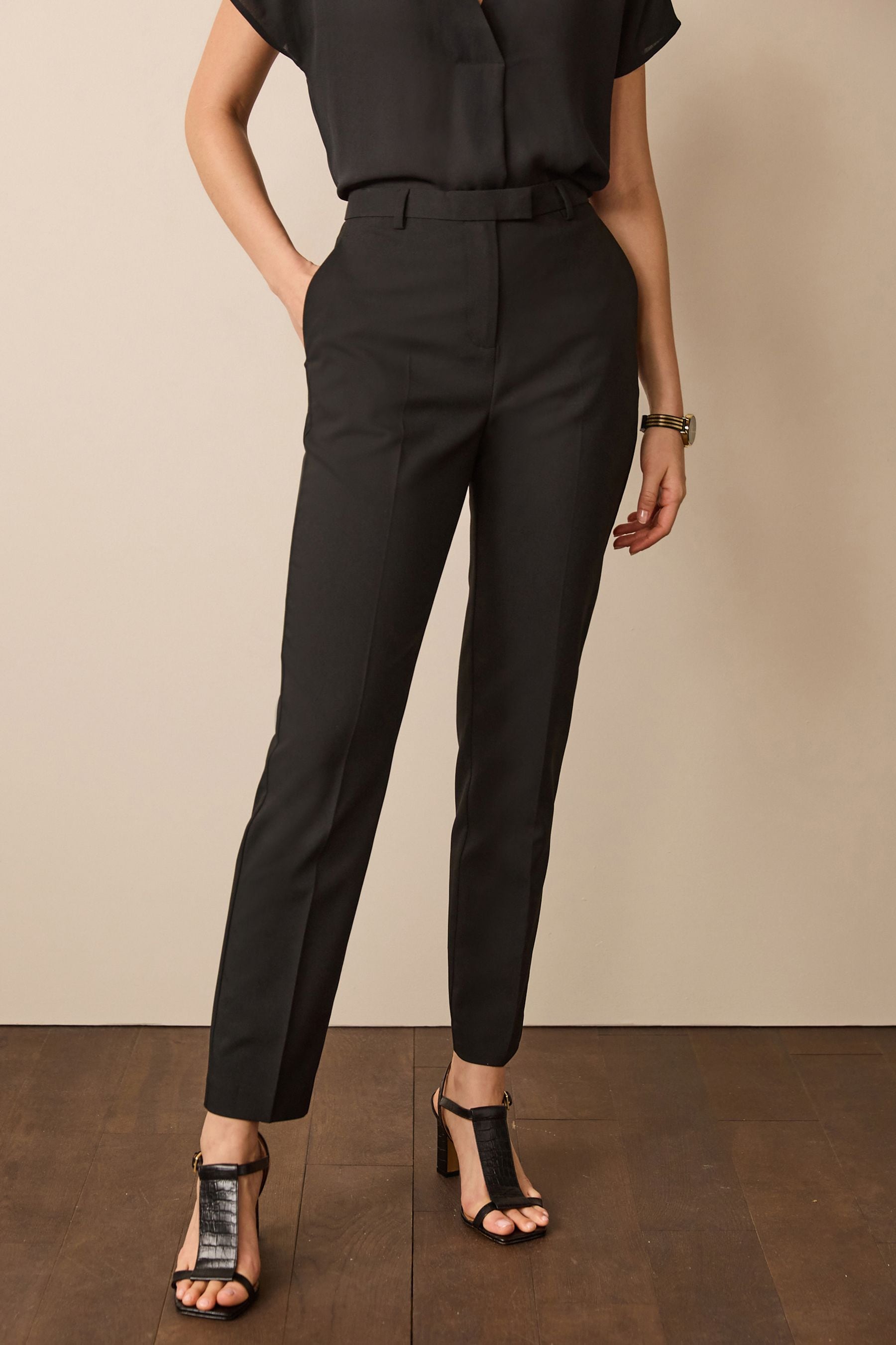 Black Tailored Stretch Slim Trousers