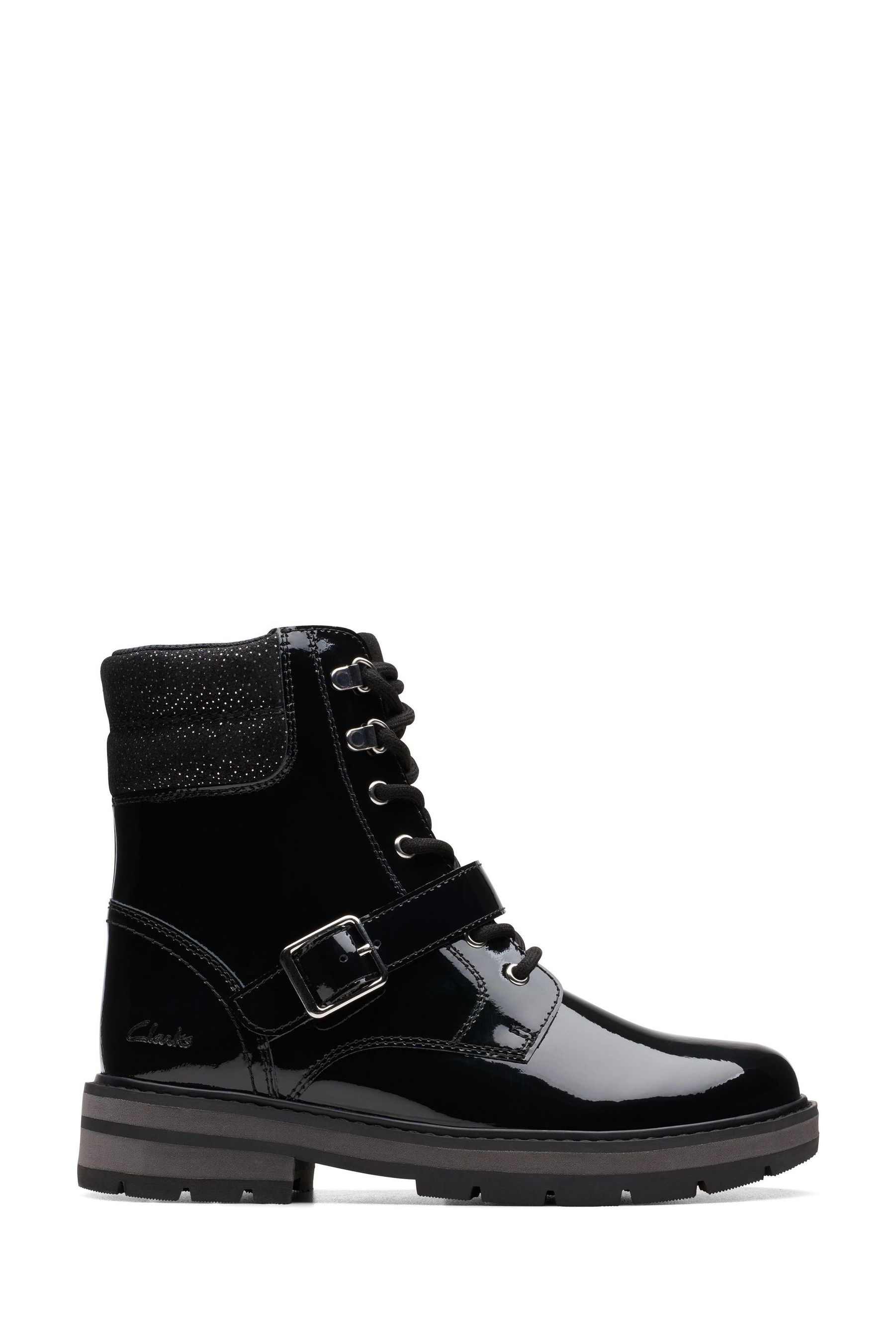 Buy Clarks Black Multi Fit Patent Prague Boots from the Next UK