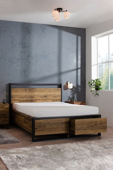 Bronx Oak Effect Axel Wooden Drawer Storage Bed Frame