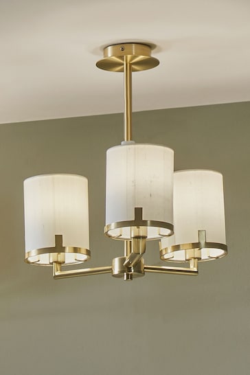 Pacific Champagne Gold Midland Metal And Marble Effect 3 Arm Ceiling Light Pendant