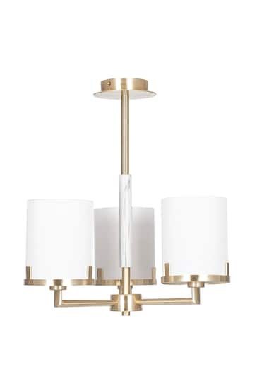 Pacific Champagne Gold Midland Metal And Marble Effect 3 Arm Ceiling Light Pendant