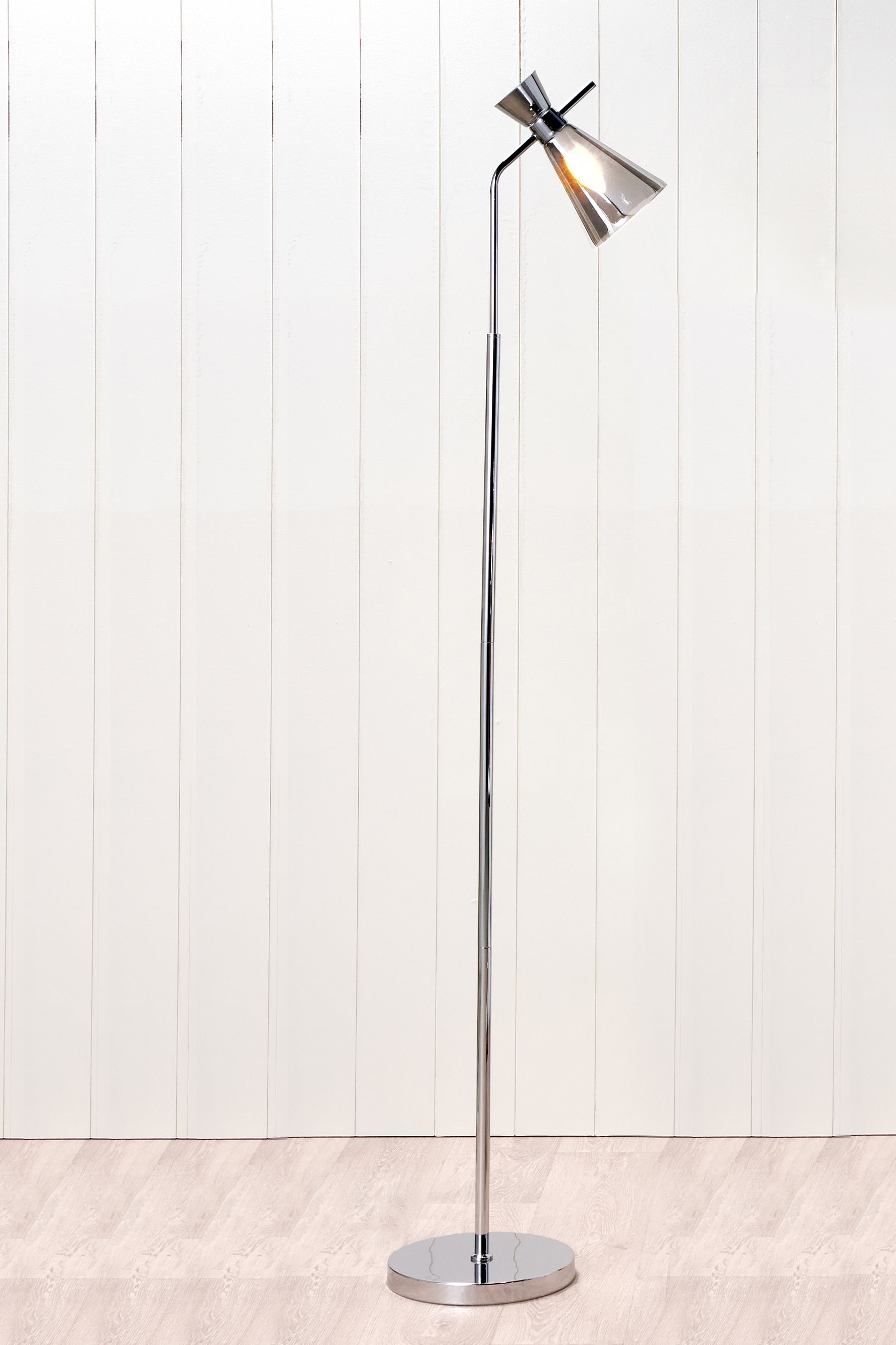Buy Pacific Smoke Glass Silver Metal Monroe Waisted Floor Lamp