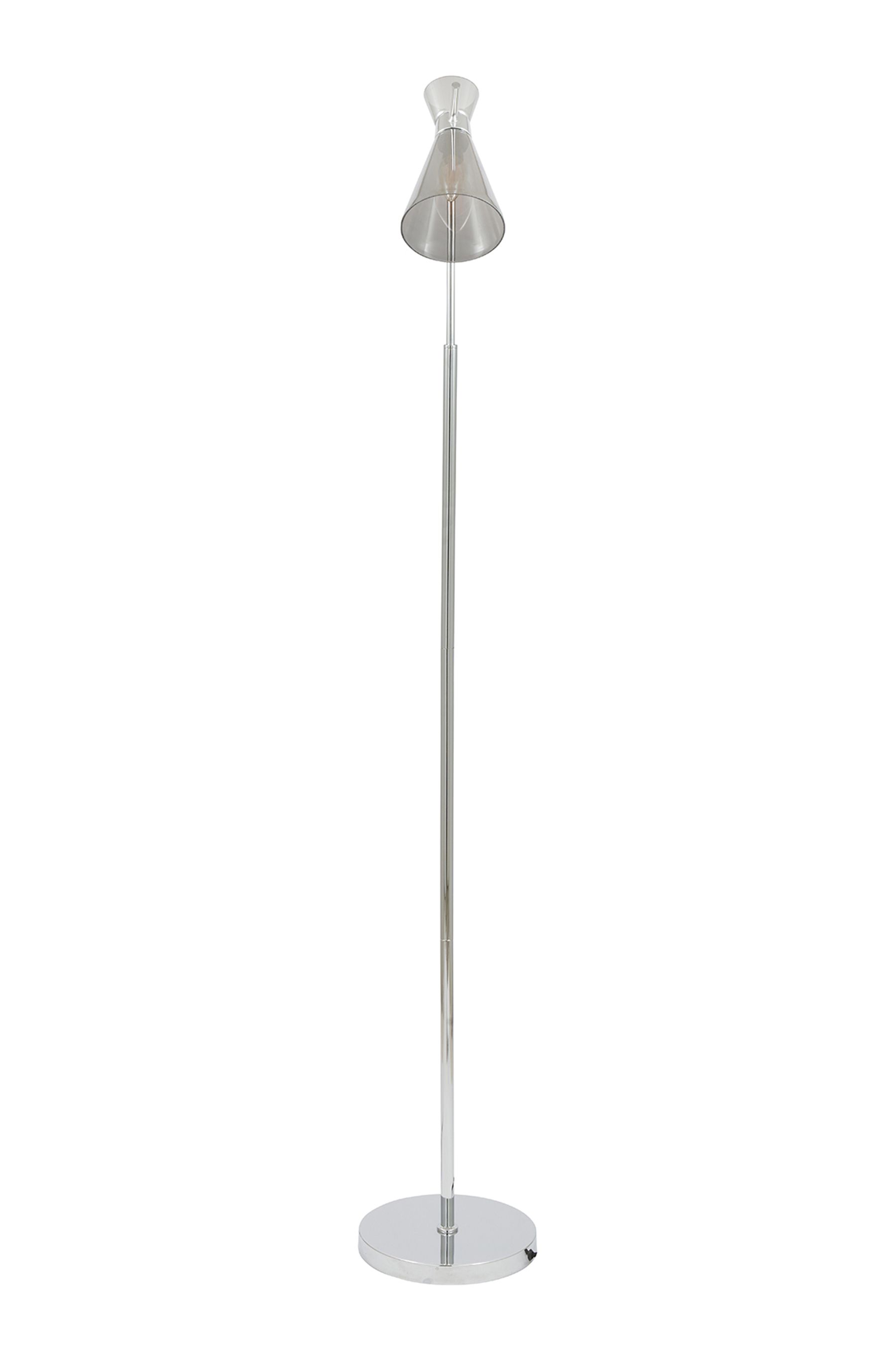 Pacific Smoke Glass Silver Metal Monroe Waisted Floor Lamp
