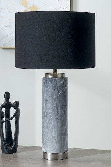 Pacific Grey Carrara Marble Effect Tall Ceramic Table Lamp