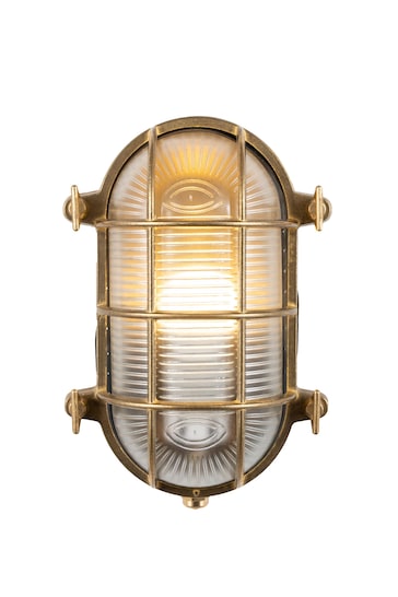 Pacific Antique Brass Montana Metal Caged Oval Outdoor Wall Light