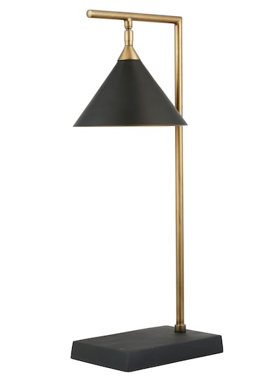 Pacific Matt Black/Antique Brass Zeta Table Lamp