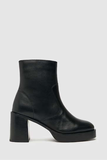 Schuh Belle Black Leather Platform Boots