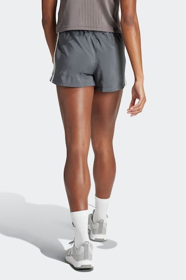 adidas Grey Pacer Training 3 Stripes Woven High Rise Shorts