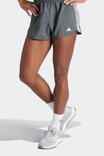 adidas Grey Pacer Training 3 Stripes Woven High Rise Shorts