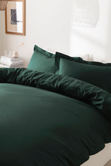 Green Dark Cotton Rich Oxford Duvet Cover and Pillowcase Set