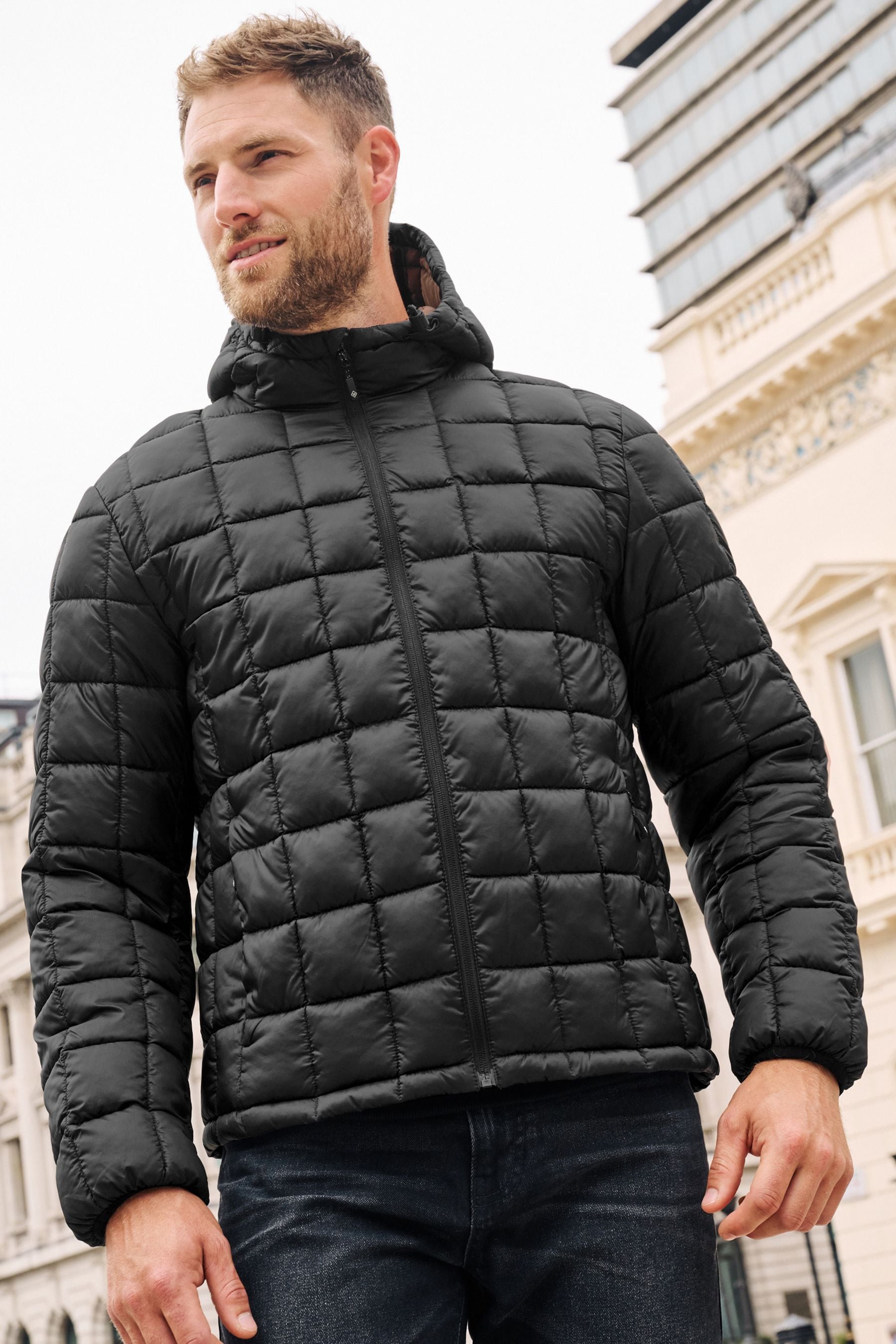 Square online quilted jacket