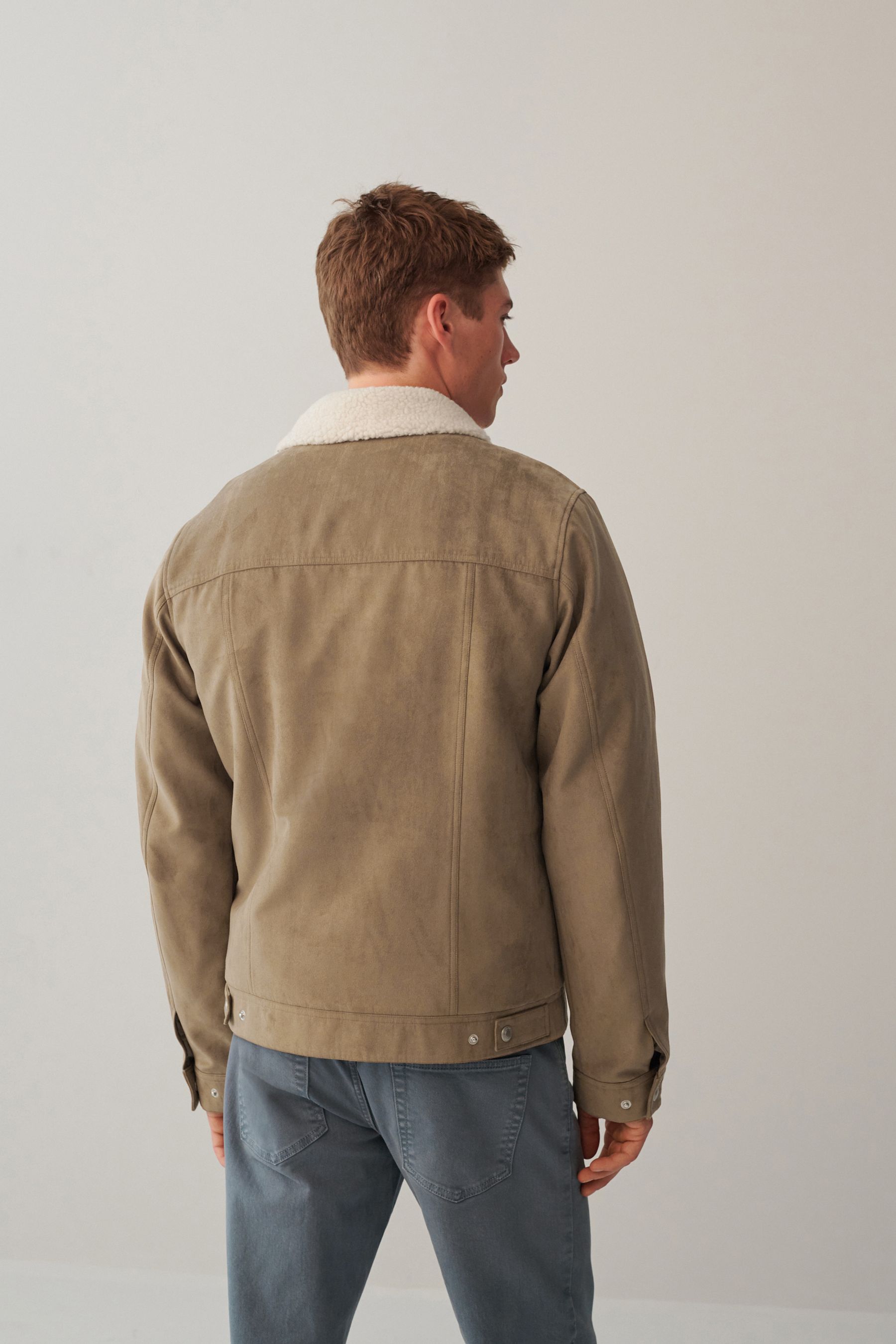 Jaqueta fake suede trucker clearance