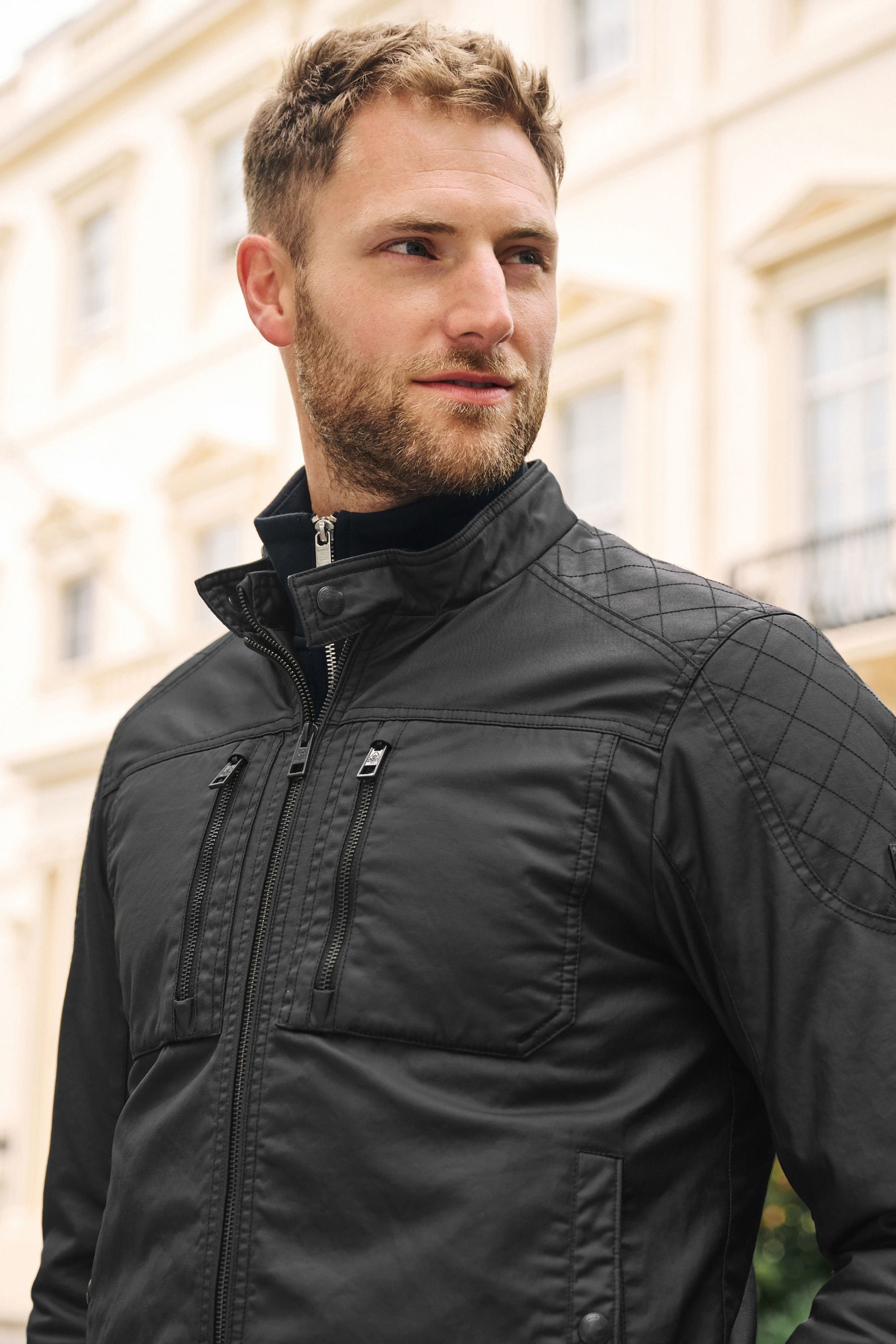 Black Coated Racer Jacket