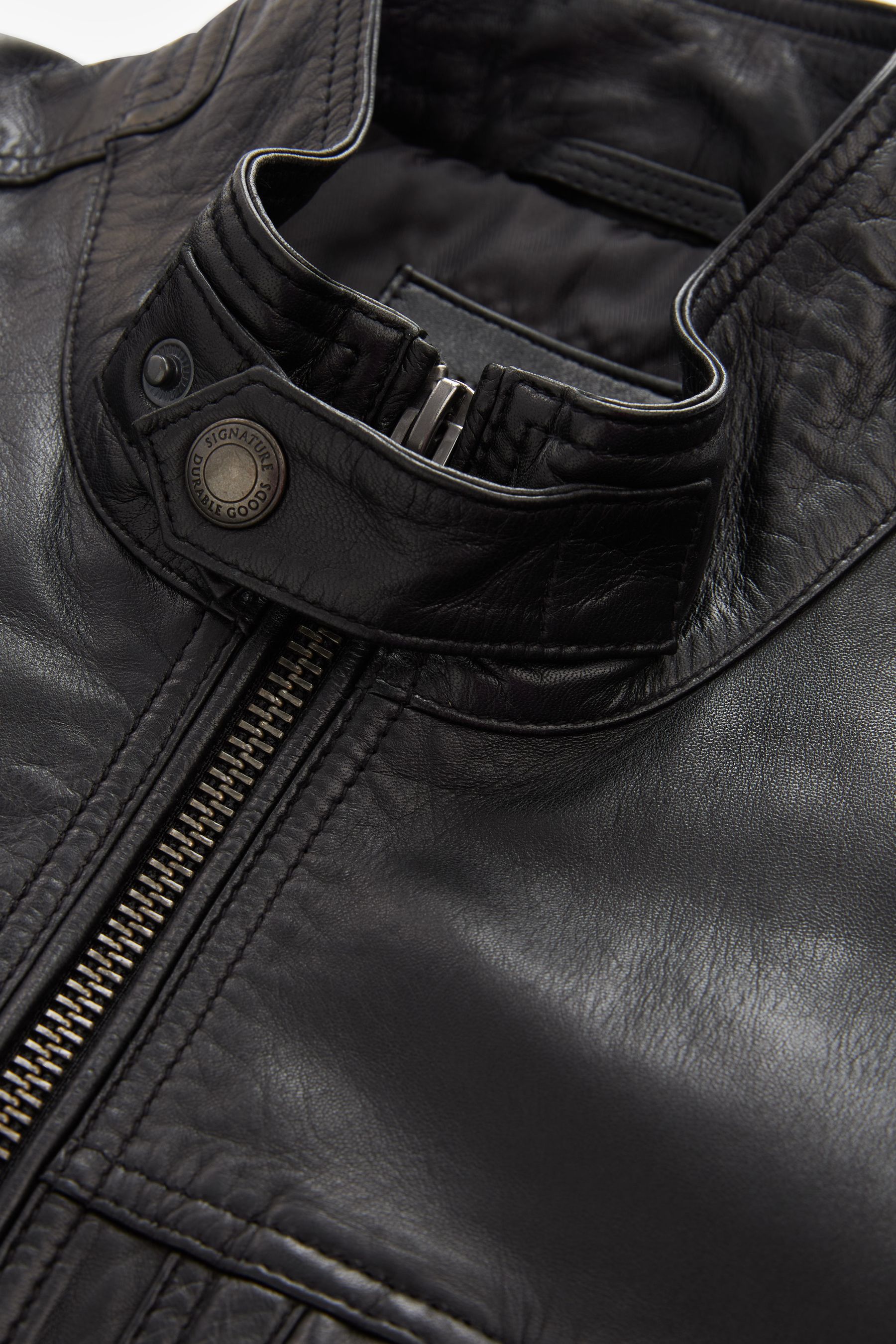 Buy Black Leather Signature Utility Jacket from the Next UK online