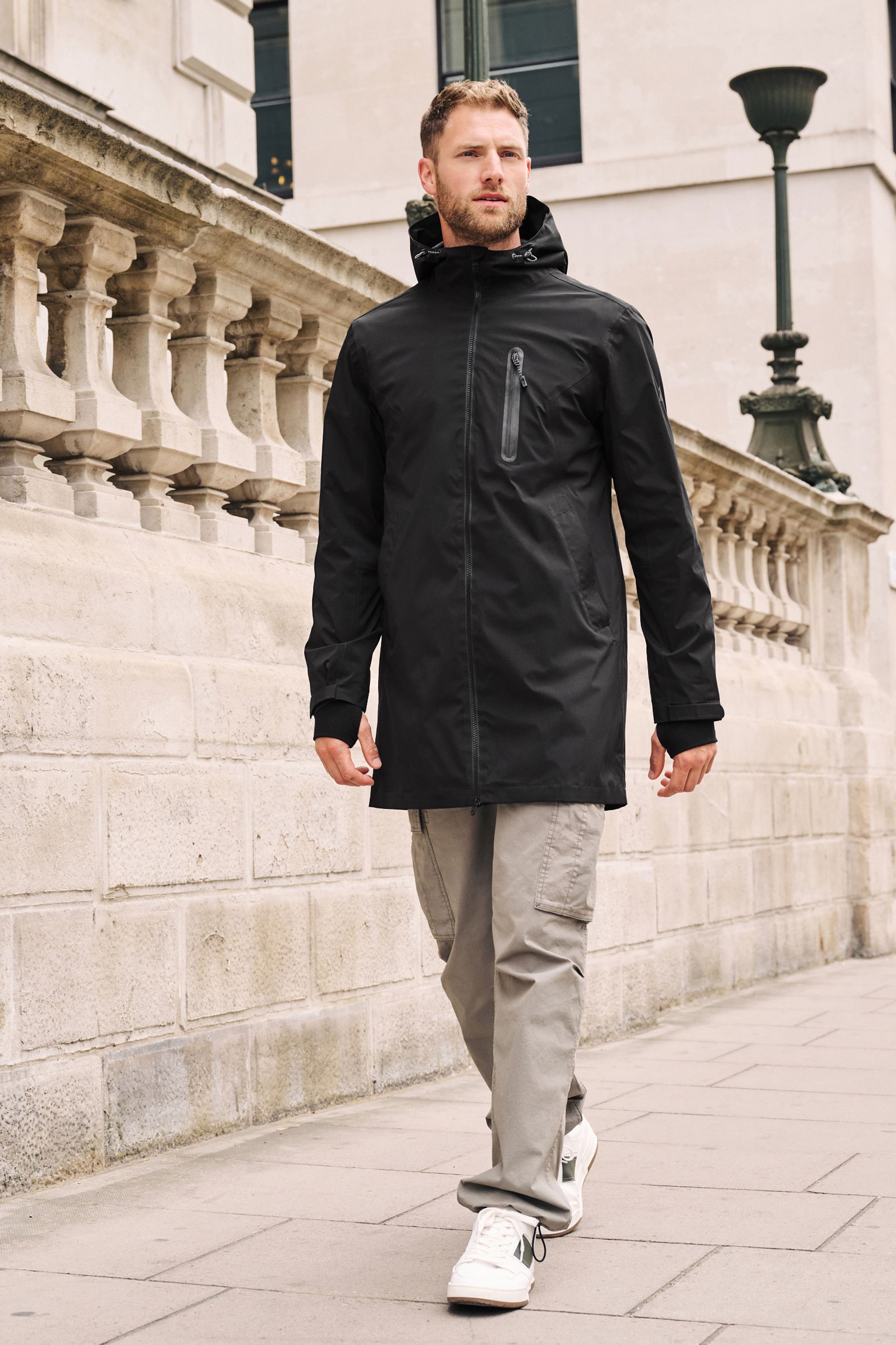Long black new arrivals waterproof jacket