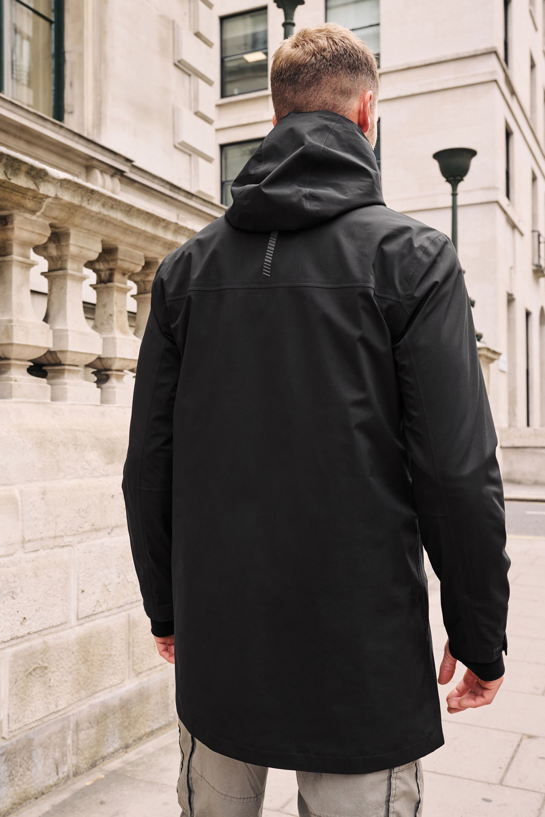 Long black deals waterproof coat