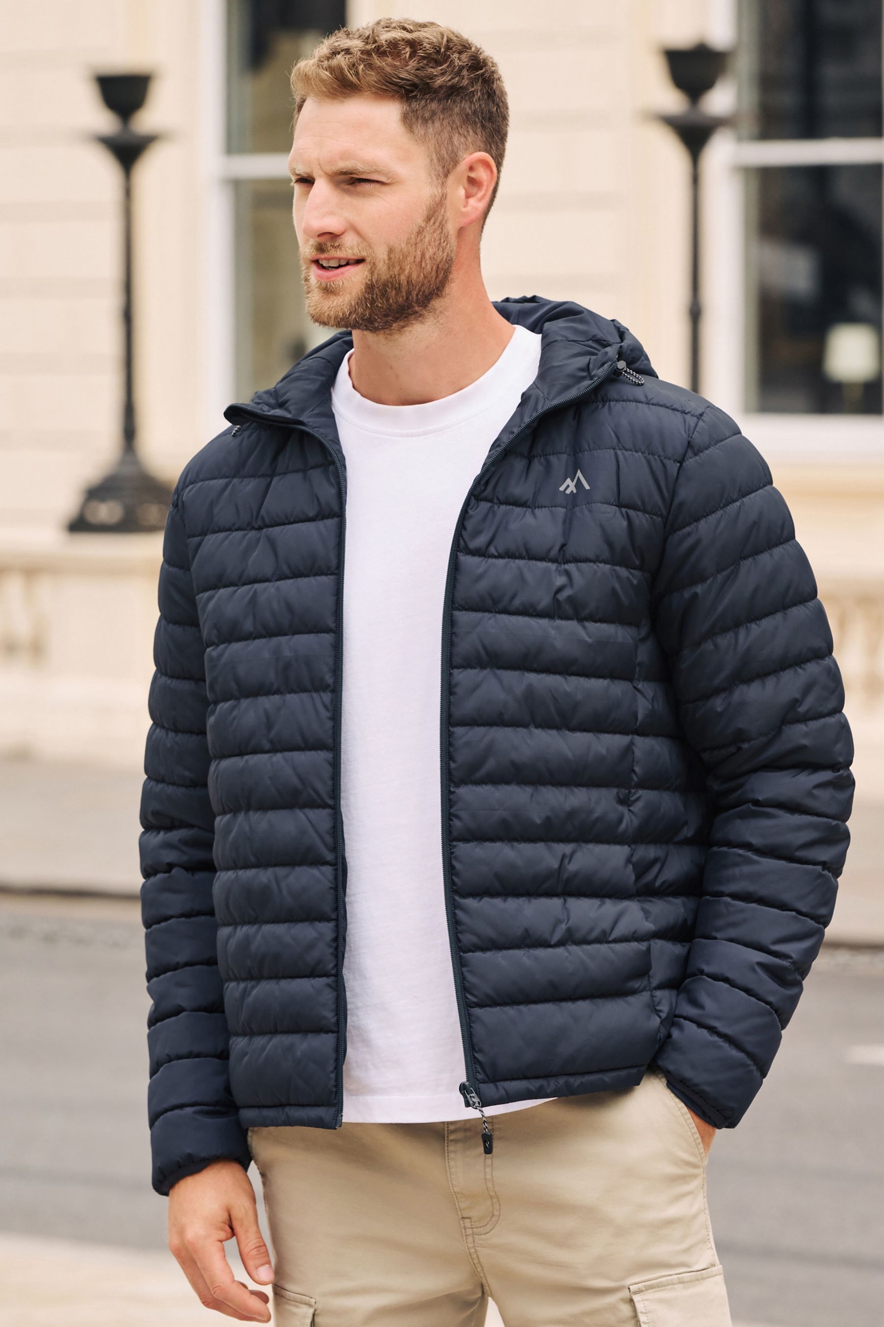 Navy lightweight outlet puffer jacket