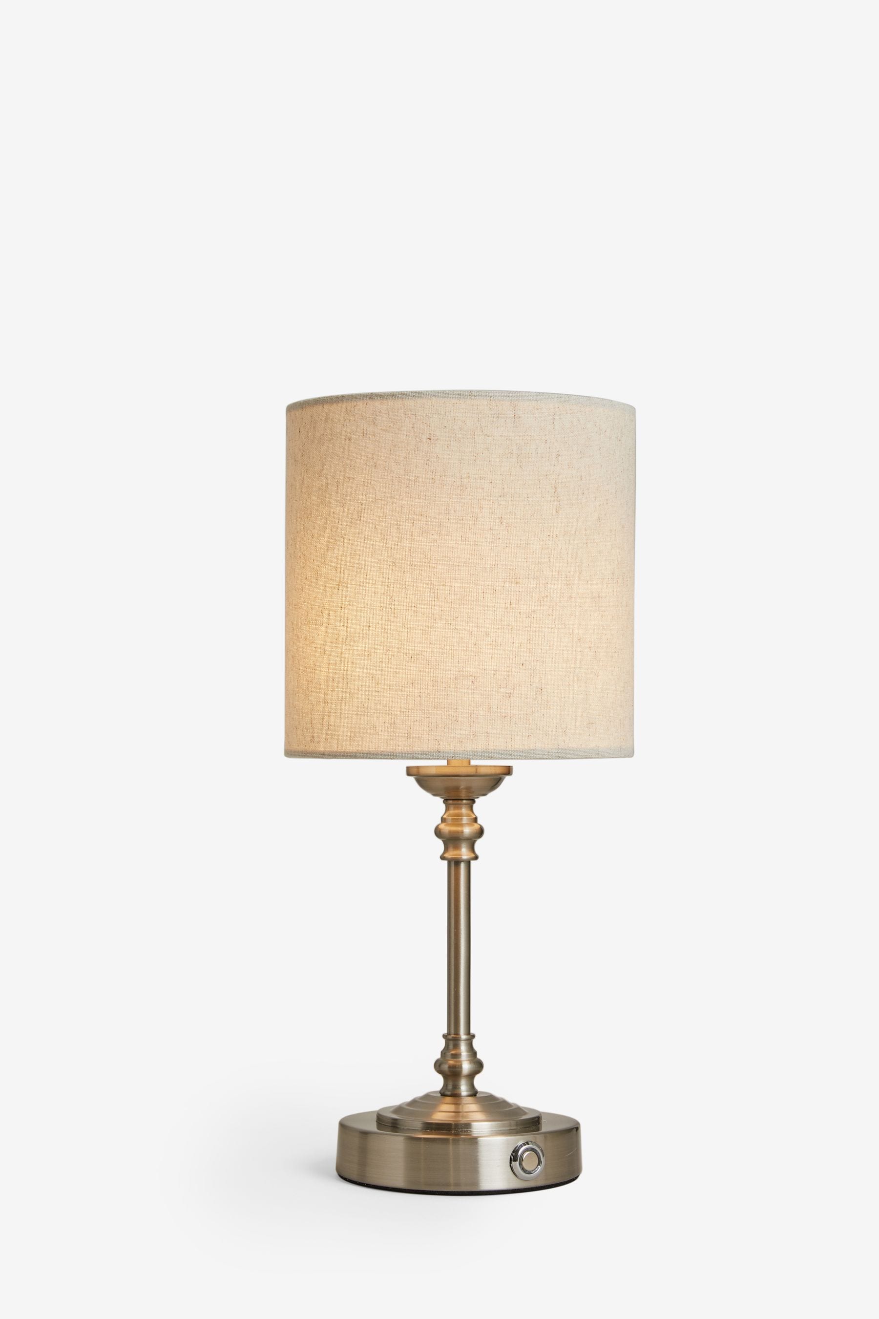 Brushed Chrome Burford Battery Operated Table Lamp