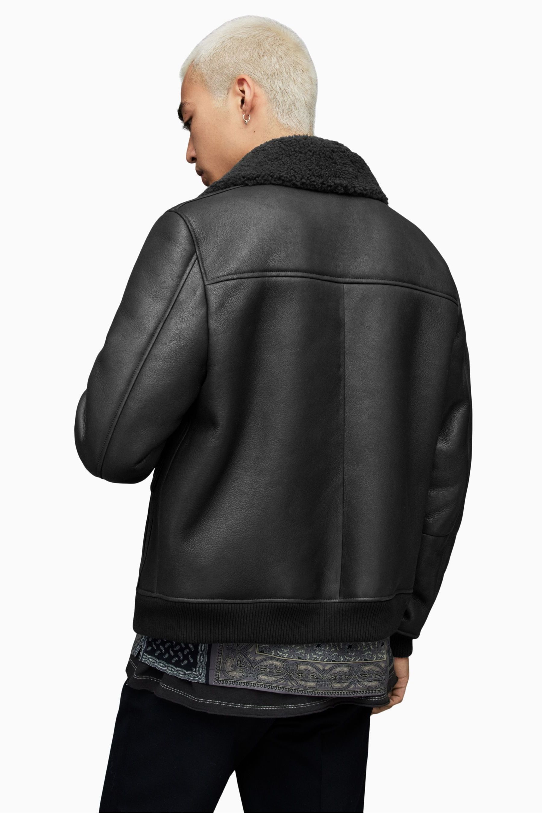 Buy AllSaints Black Shearling Nolan Jacket from the Next UK online shop