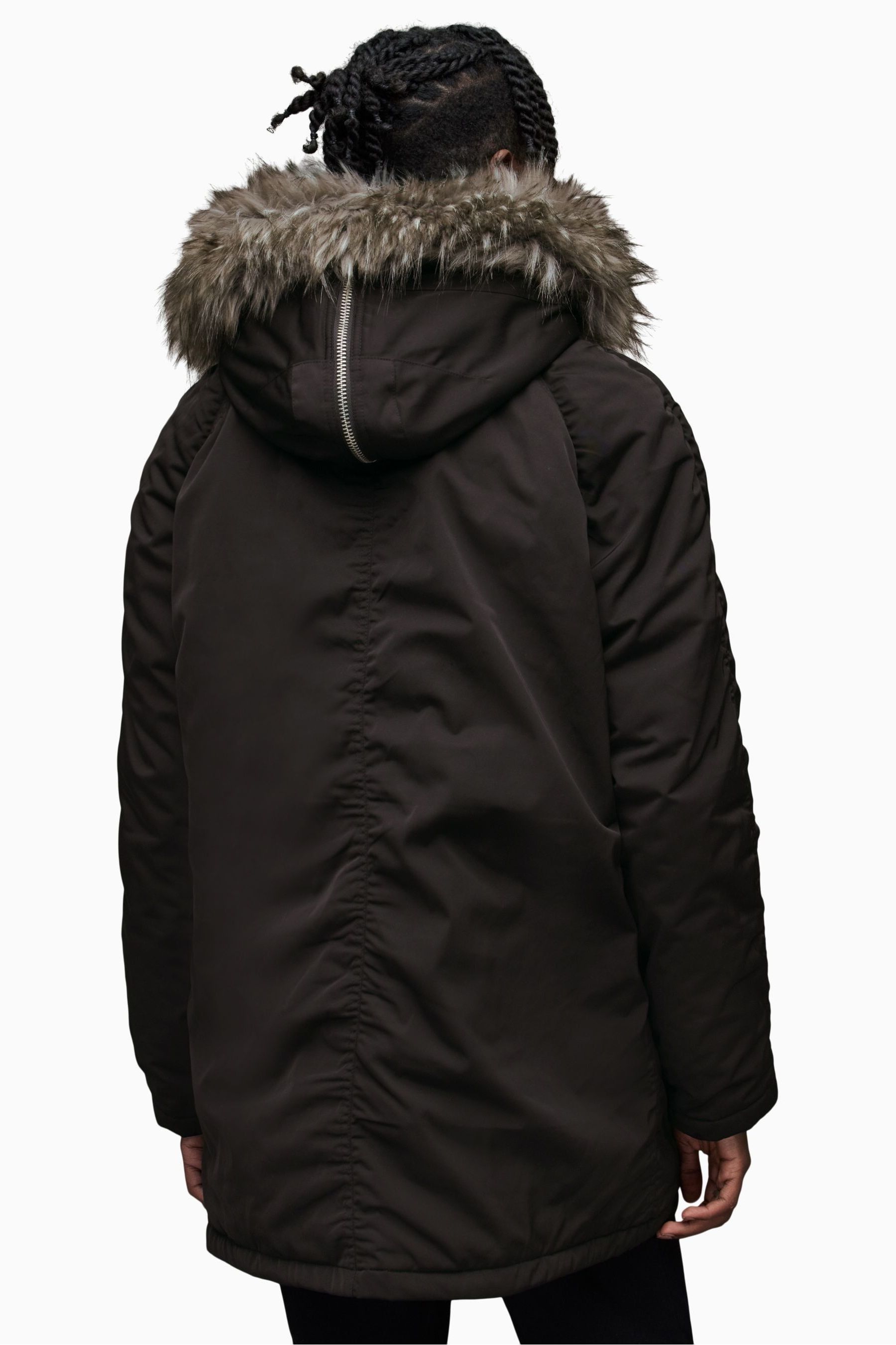 All saints black parka sales