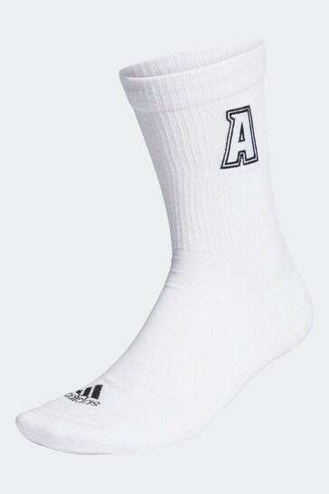 adidas White Adult Embroidered Socks