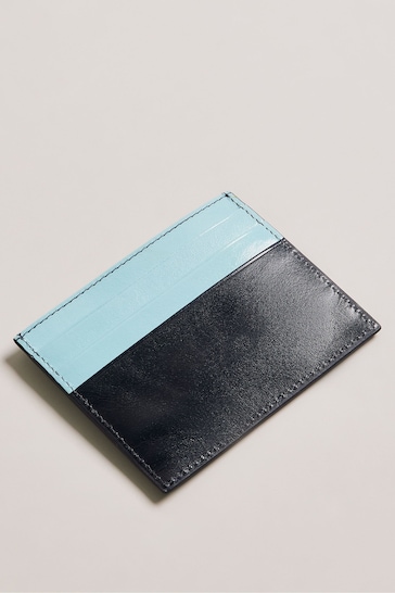 Ted Baker Blue Raffles Embossed Corner Leather Card Holder