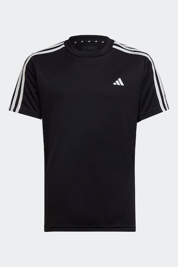 adidas Black Sportswear Train Essentials Aeroready 3-Stripes Regular-Fit T-Shirt