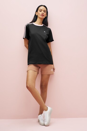 adidas Black/White Sportswear Essentials 3-Stripes T-Shirt
