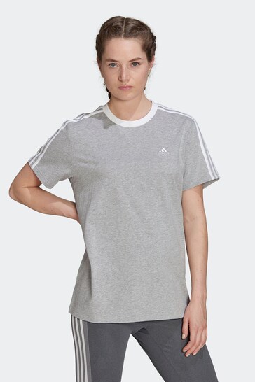 adidas gym Grey Sportswear Essentials 3-Stripes T-Shirt