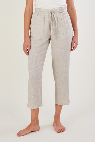 Monsoon Natural Plain Crop Trousers With LENZING™ ECOVERO™