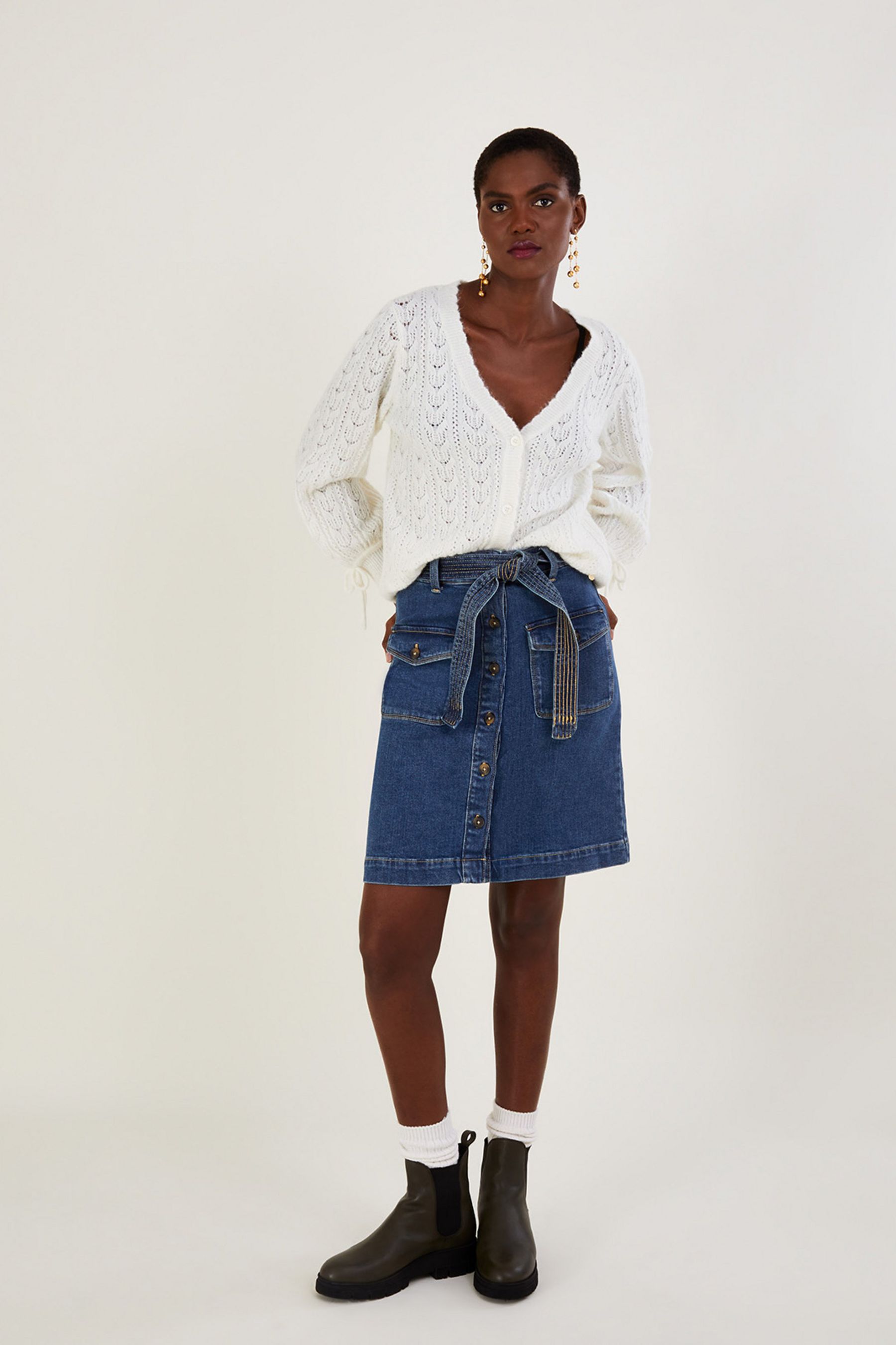 Monsoon denim skirt sale clearance
