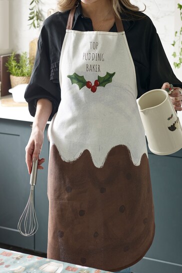 Natural Christmas Pudding Adults Apron