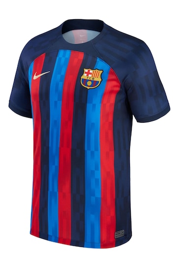 Nike Navy Ansu Fati - 10 F.C. Barcelona 22/23 Home Football Shirt Kids
