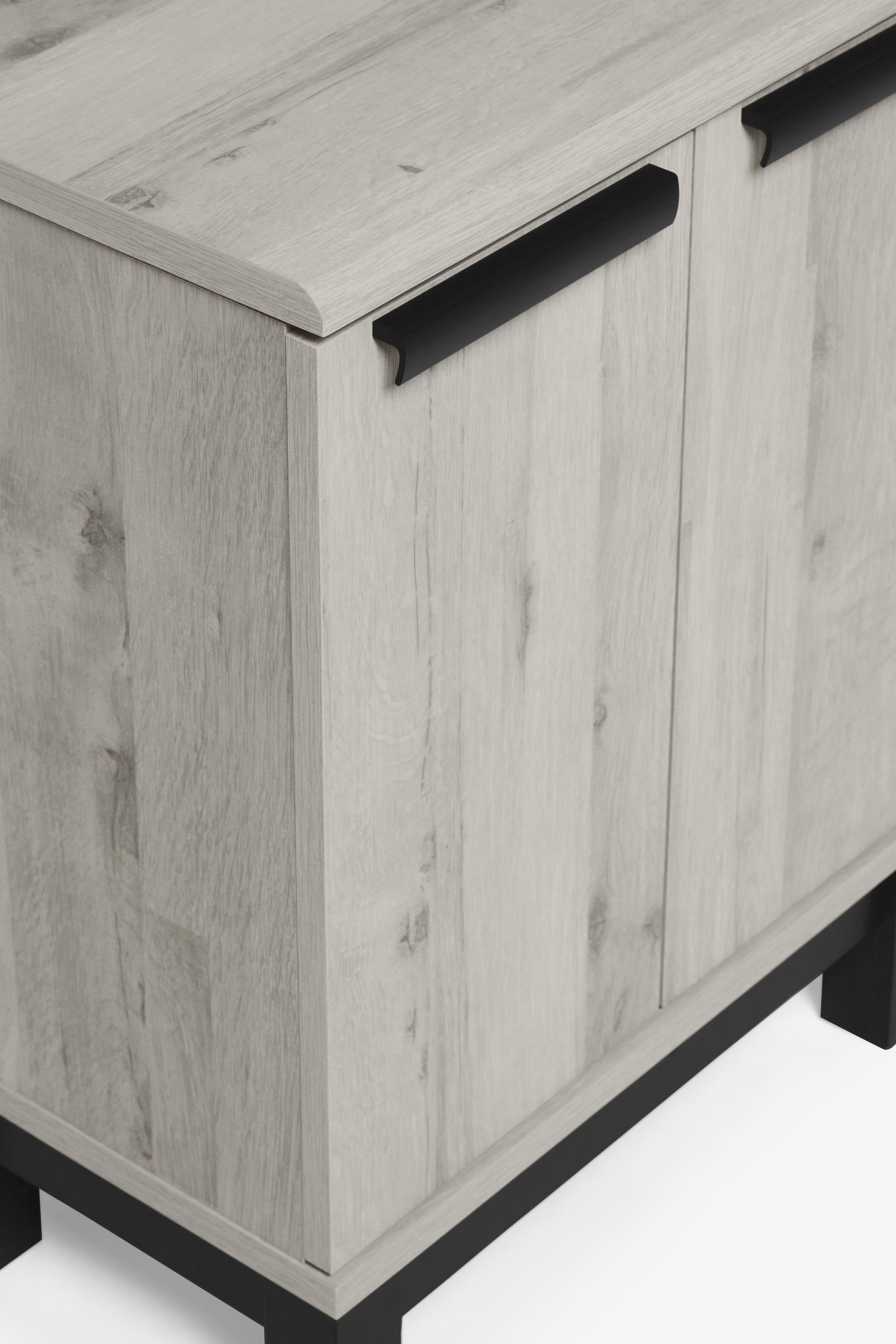 Gray oak end shop table