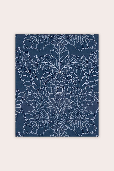 Laura Ashley Midnight Seaspray Blue Silchester Wallpaper Sample Wallpaper