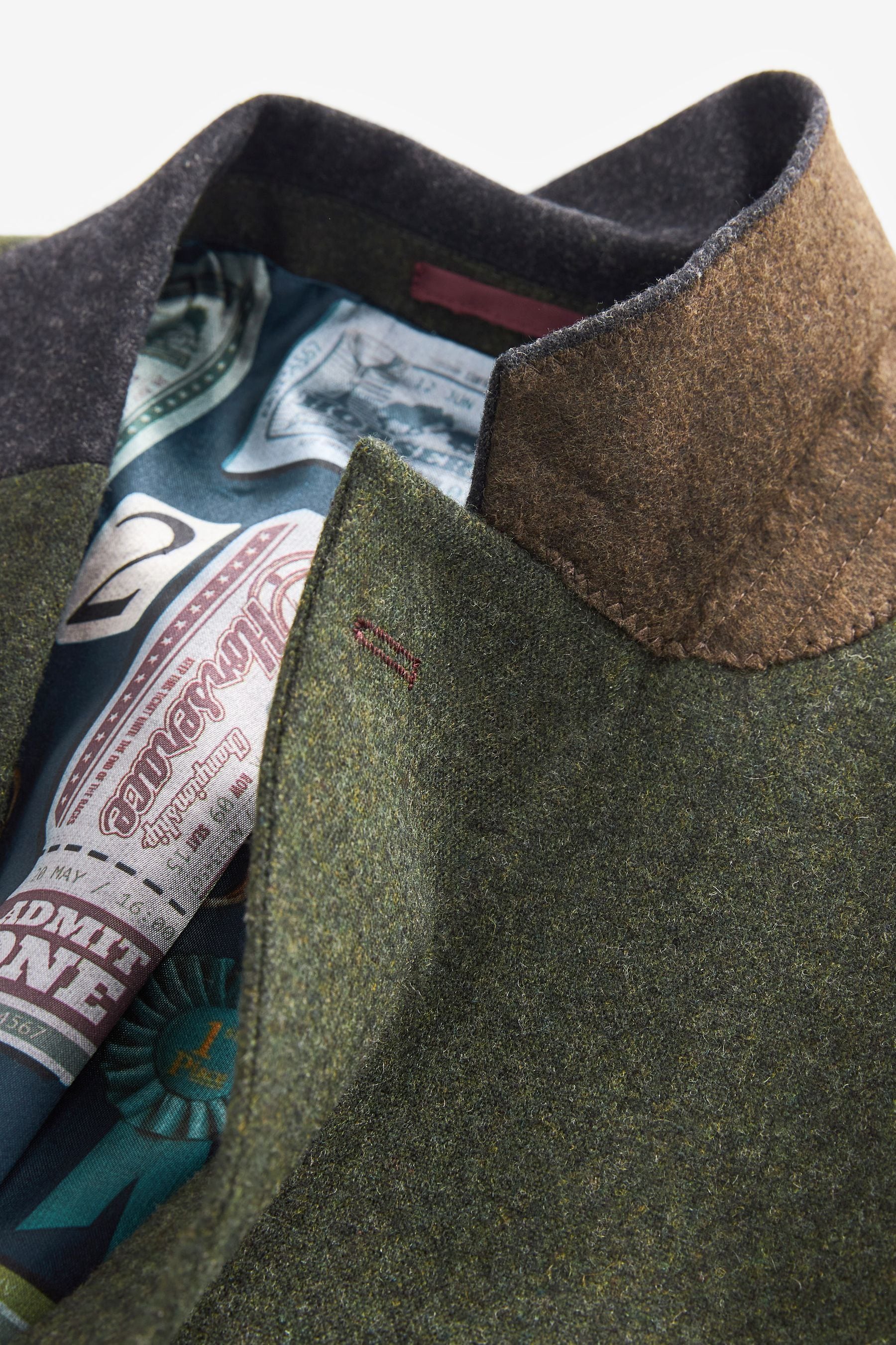 Buy Green Slim Fit Trimmed Donegal Suit: Jacket from the