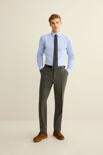 Green Regular Fit Trimmed Check Suit: Trousers