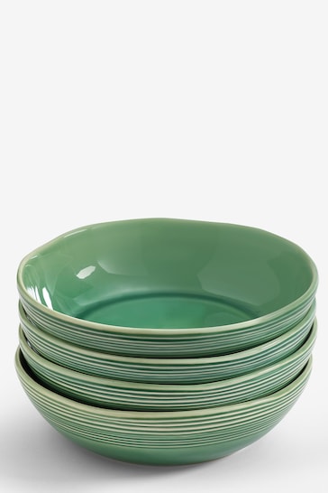 Nina Campbell Set of 4 Green Meadow Pasta Bowls Set of 4 Pasta Bowls