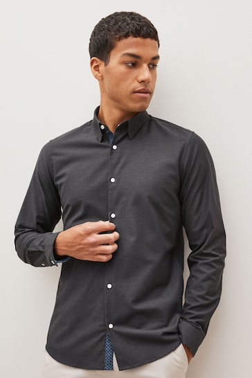 plaid-panelled long-sleeved shirt