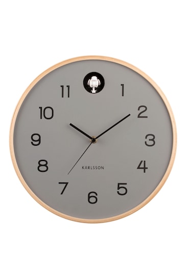 Karlsson Grey Cuckoo Birch Wall Clock