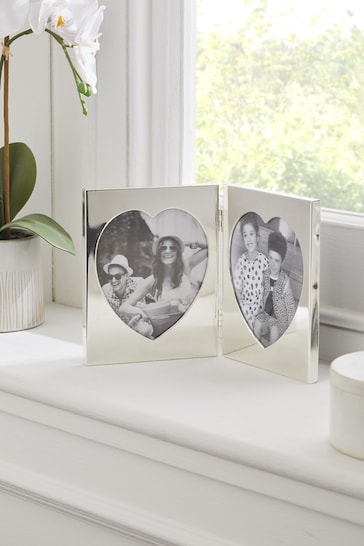 Silver Heart Two 6x4 Aperture Picture Frame