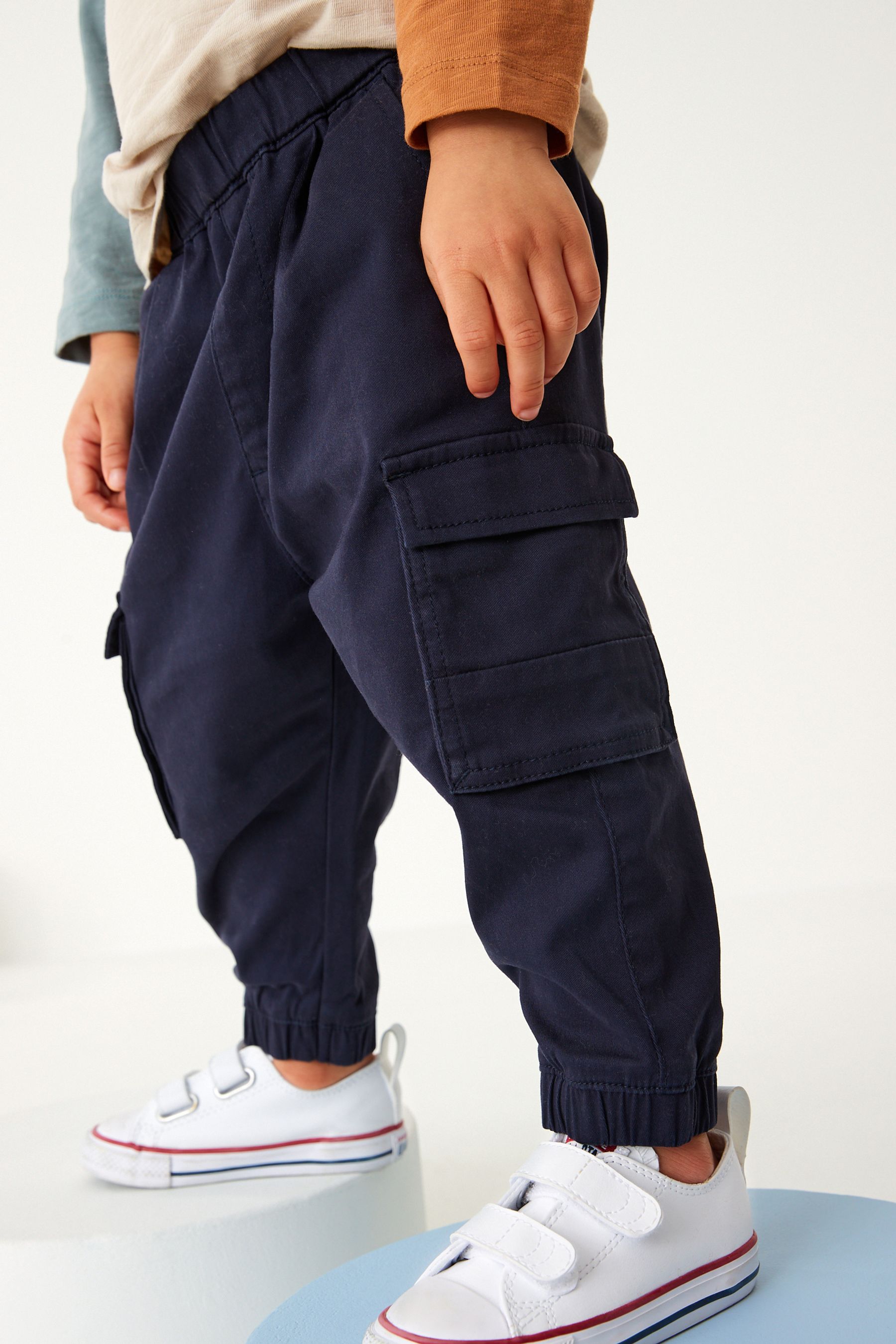 Boys navy cargo trousers hotsell