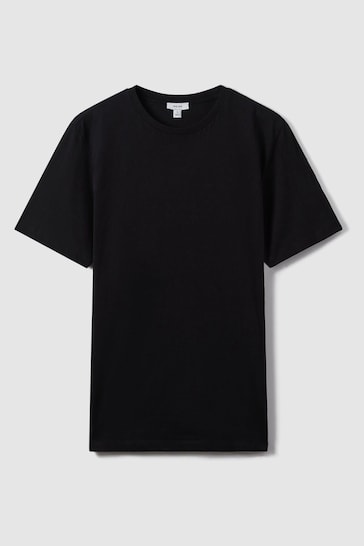 Reiss Black Bless Cotton Crew Neck T-Shirt